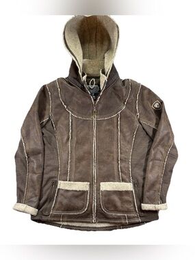 Kuhl Projekt Dani Sherpa Fleece Jacket Women's XL Hooded 2068 Outdoor Hiking